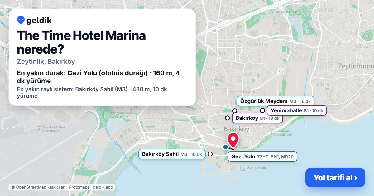 The Time Hotel Marina nerede: haritada konumu ve en yakın duraklar, yürüme süreleriyle