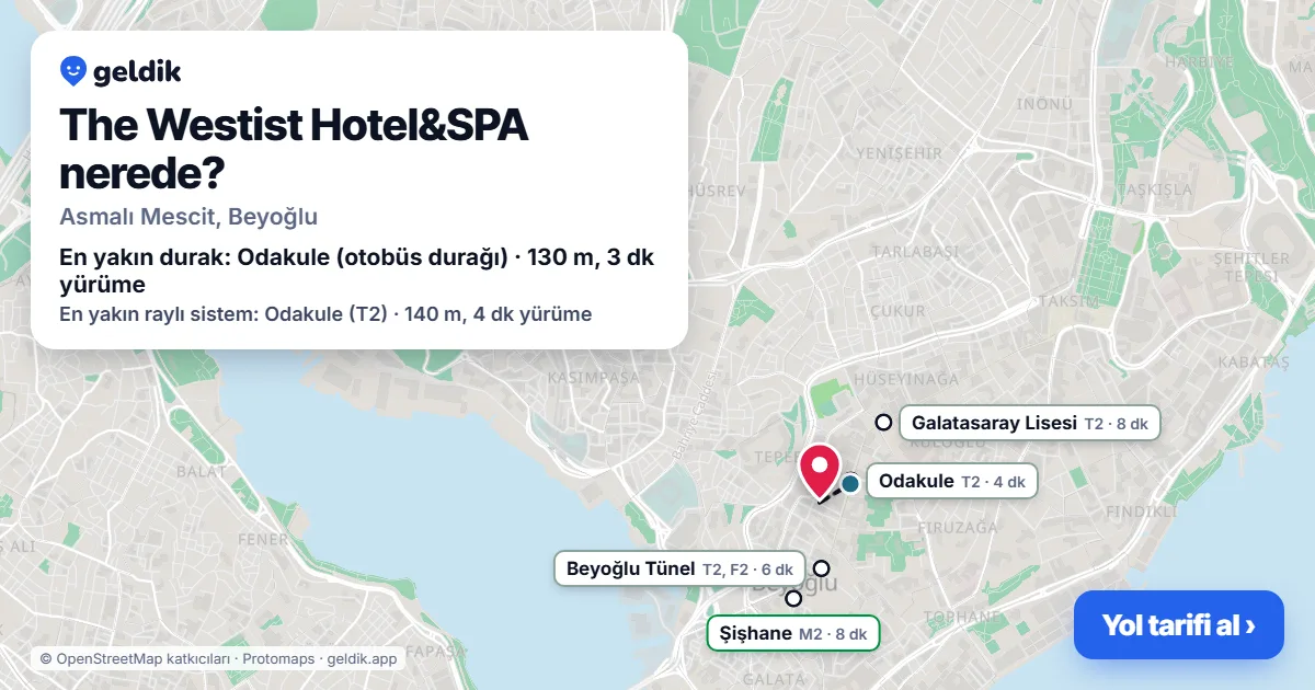 The Westist Hotel&SPA nerede: haritada konumu ve en yakın duraklar, yürüme süreleriyle