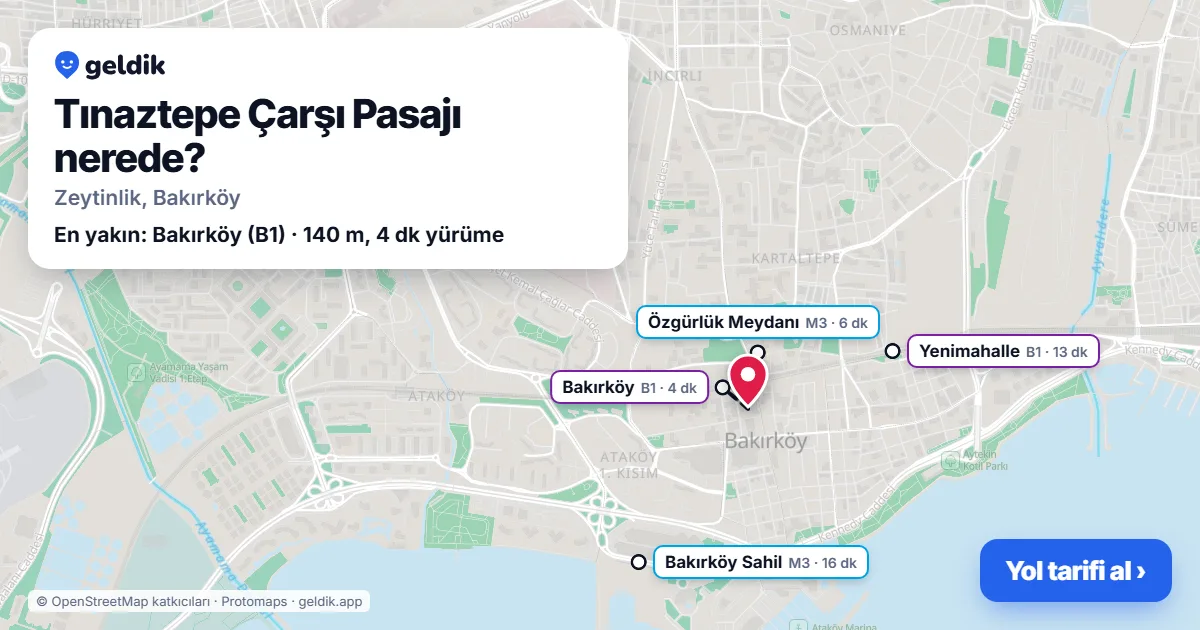 Where is Tınaztepe Bazaar Arcade: map with its location and the nearest stops, with walking times