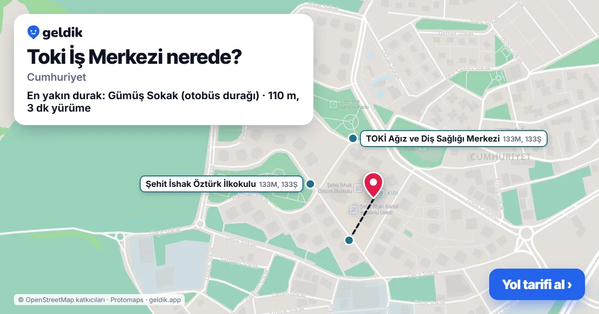 Toki İş Merkezi nerede: haritada konumu ve en yakın duraklar, yürüme süreleriyle