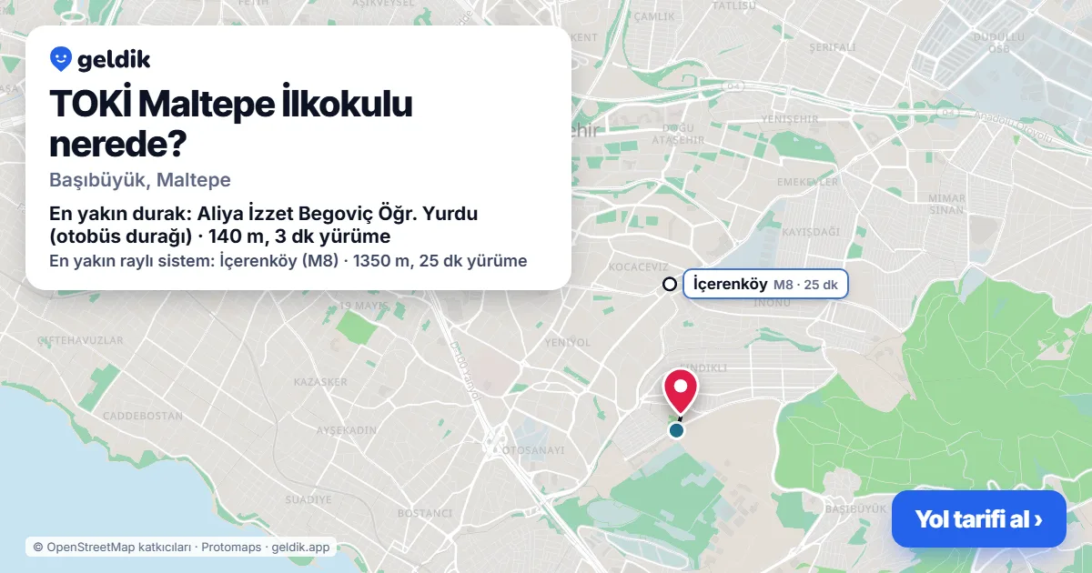 Where is TOKİ Maltepe İlkokulu: map with its location and the nearest stops, with walking times