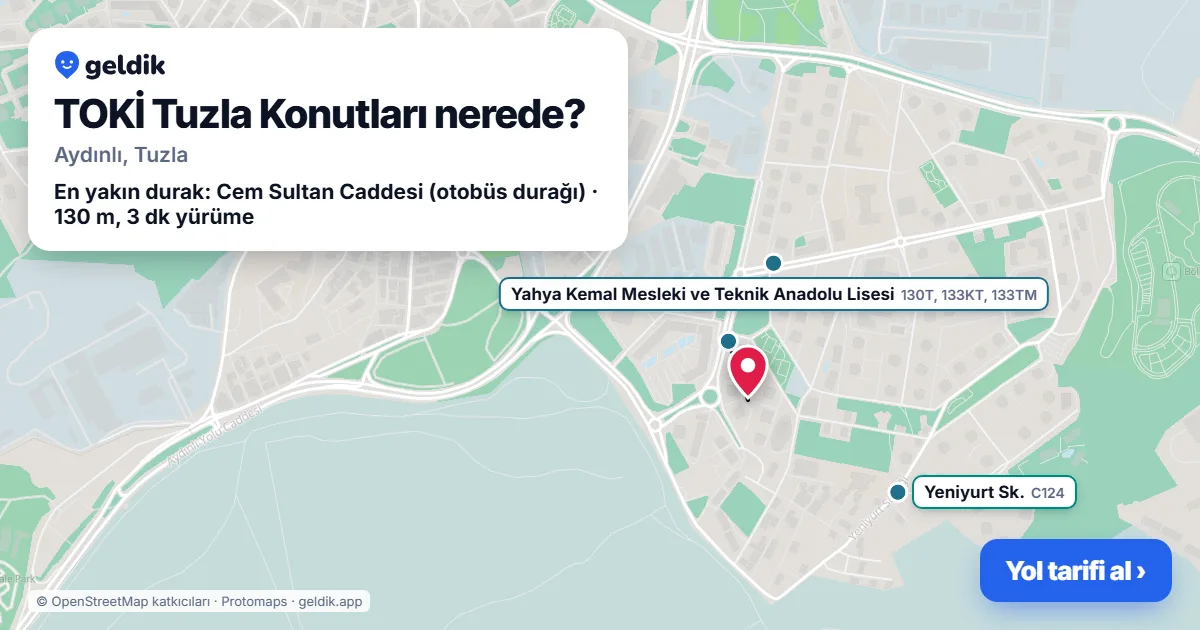 TOKİ Tuzla Konutları nerede: haritada konumu ve en yakın duraklar, yürüme süreleriyle
