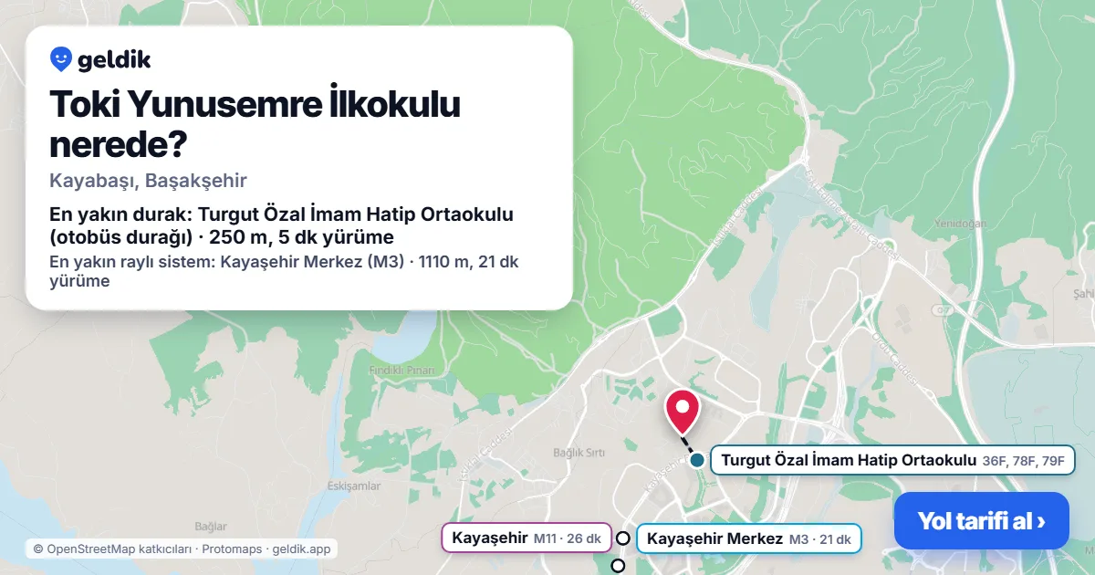 Toki Yunusemre İlkokulu nerede: haritada konumu ve en yakın duraklar, yürüme süreleriyle