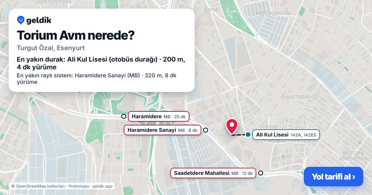 Where is Torium Shopping Mall: map with its location and the nearest stops, with walking times
