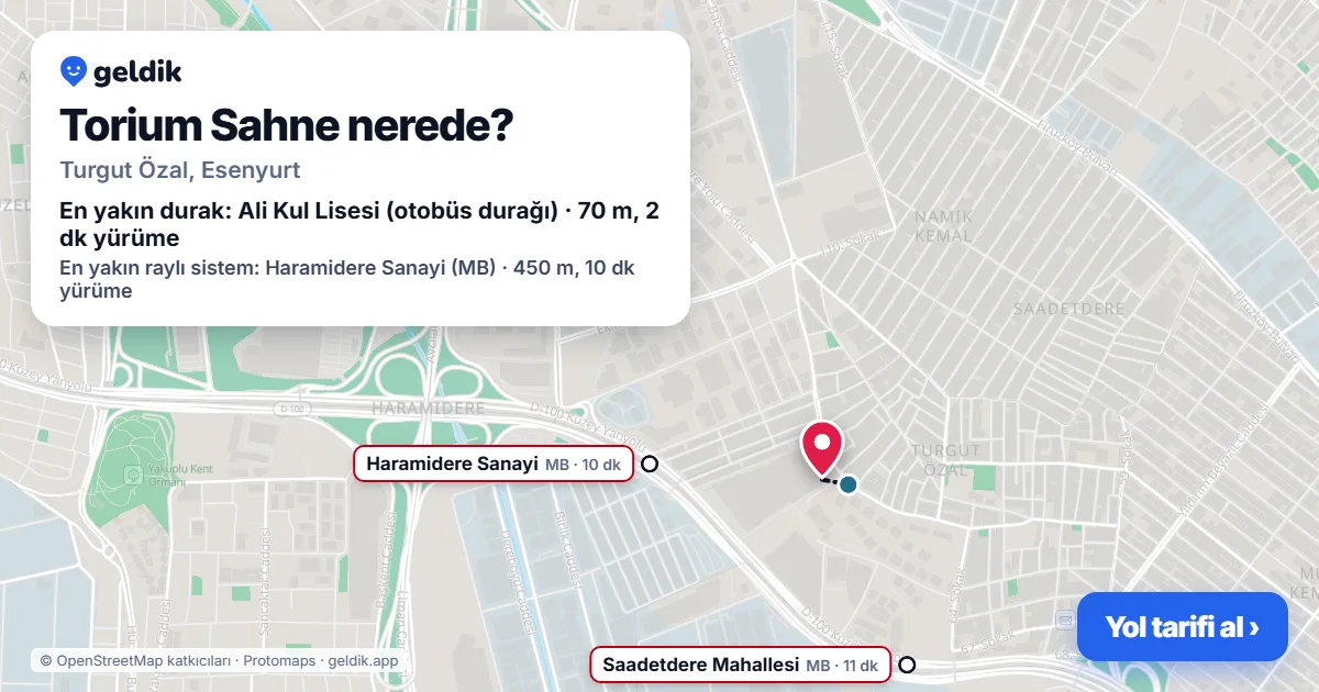 Where is Torium Sahne: map with its location and the nearest stops, with walking times