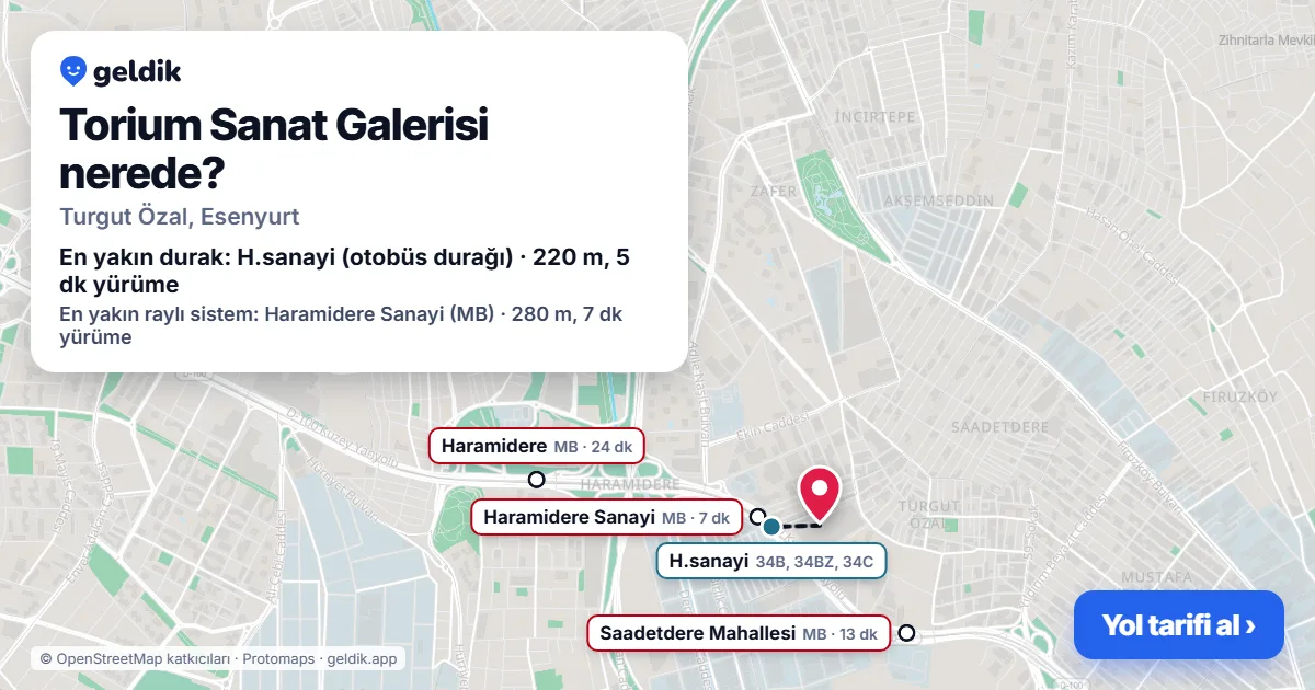 Torium Sanat Galerisi nerede: haritada konumu ve en yakın duraklar, yürüme süreleriyle