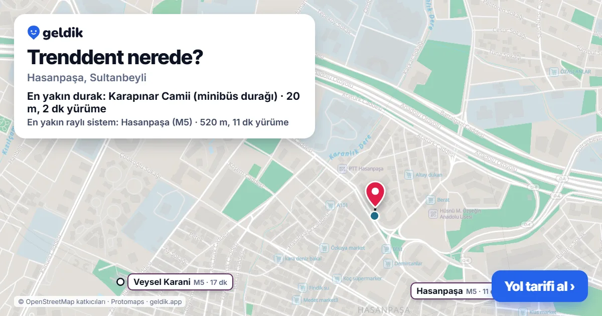 Trenddent nerede: haritada konumu ve en yakın duraklar, yürüme süreleriyle