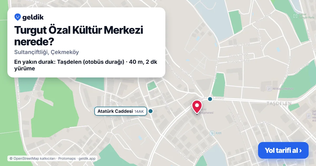 Turgut Özal Kültür Merkezi nerede: haritada konumu ve en yakın duraklar, yürüme süreleriyle