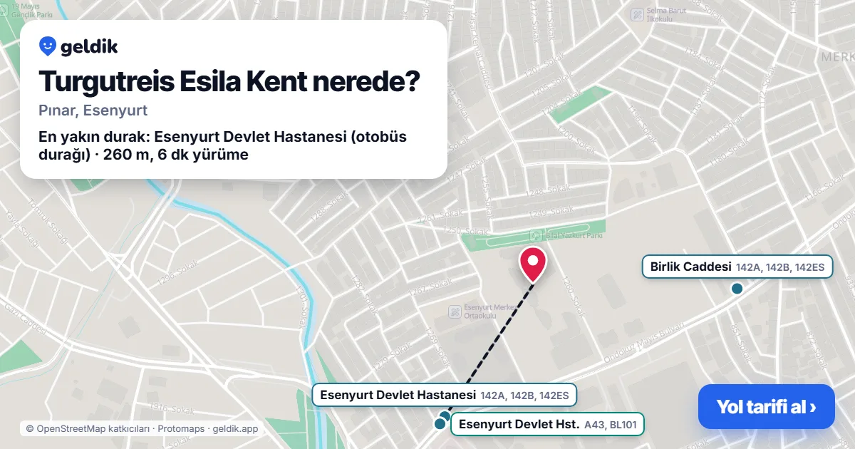Turgutreis Esila Kent nerede: haritada konumu ve en yakın duraklar, yürüme süreleriyle