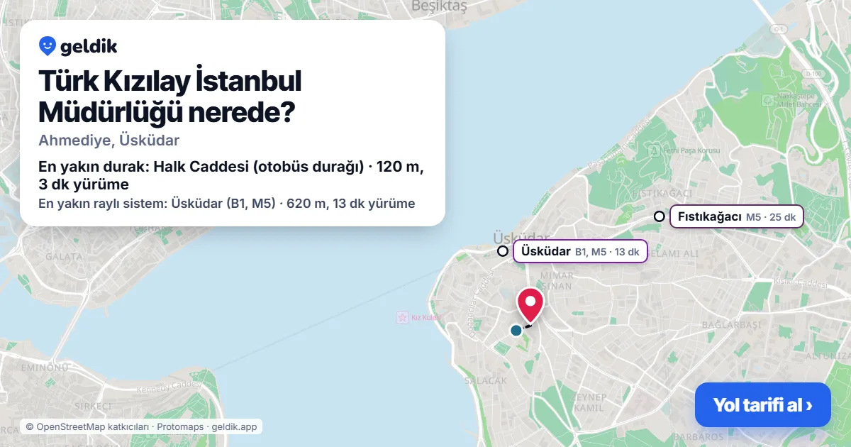 Türk Kızılay İstanbul Müdürlüğü nerede: haritada konumu ve en yakın duraklar, yürüme süreleriyle