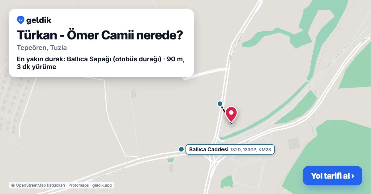Türkan - Ömer Camii nerede: haritada konumu ve en yakın duraklar, yürüme süreleriyle