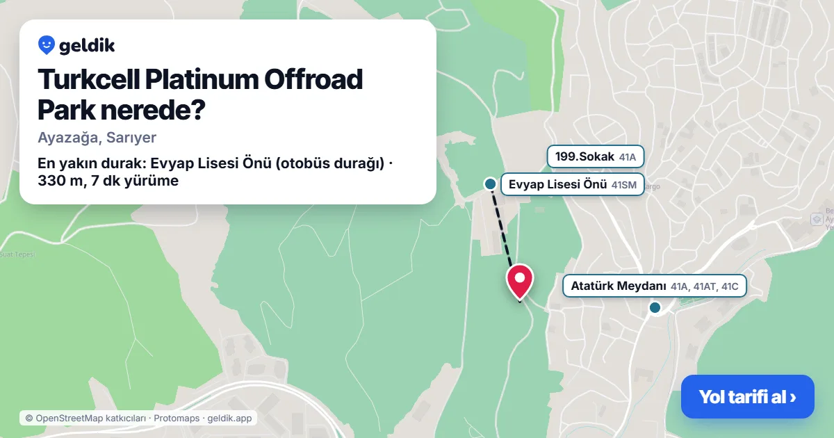 Turkcell Platinum Offroad Park nerede: haritada konumu ve en yakın duraklar, yürüme süreleriyle