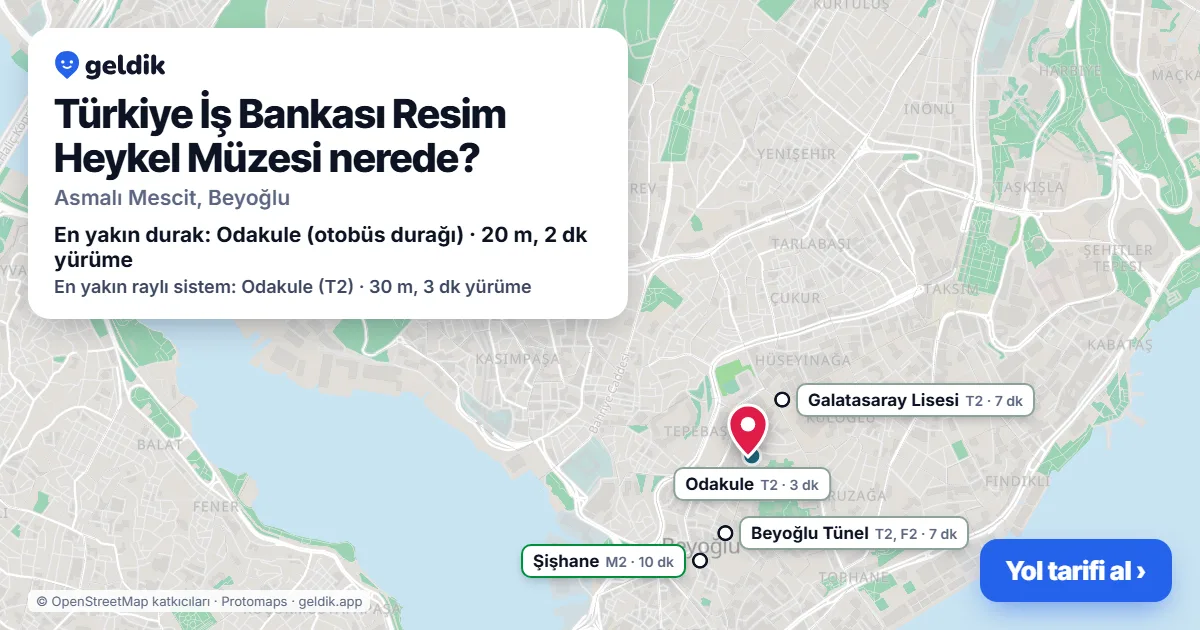 Türkiye İş Bankası Resim Heykel Müzesi nerede: haritada konumu ve en yakın duraklar, yürüme süreleriyle