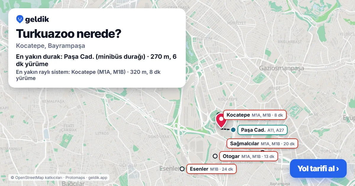 Where is Turkuazoo: map with its location and the nearest stops, with walking times