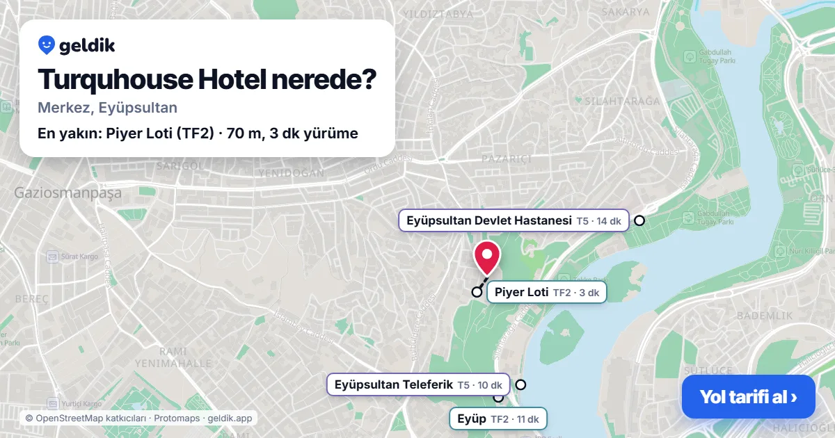 Turquhouse Hotel nerede: haritada konumu ve en yakın duraklar, yürüme süreleriyle