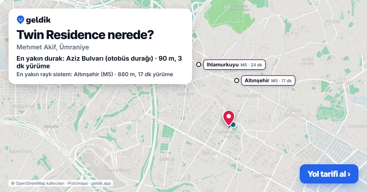 Where is Twin Residence: map with its location and the nearest stops, with walking times