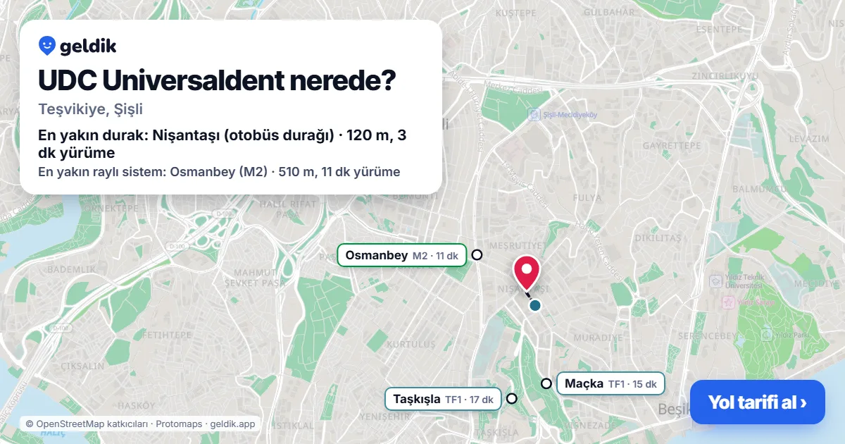 Where is UDC Universaldent: map with its location and the nearest stops, with walking times