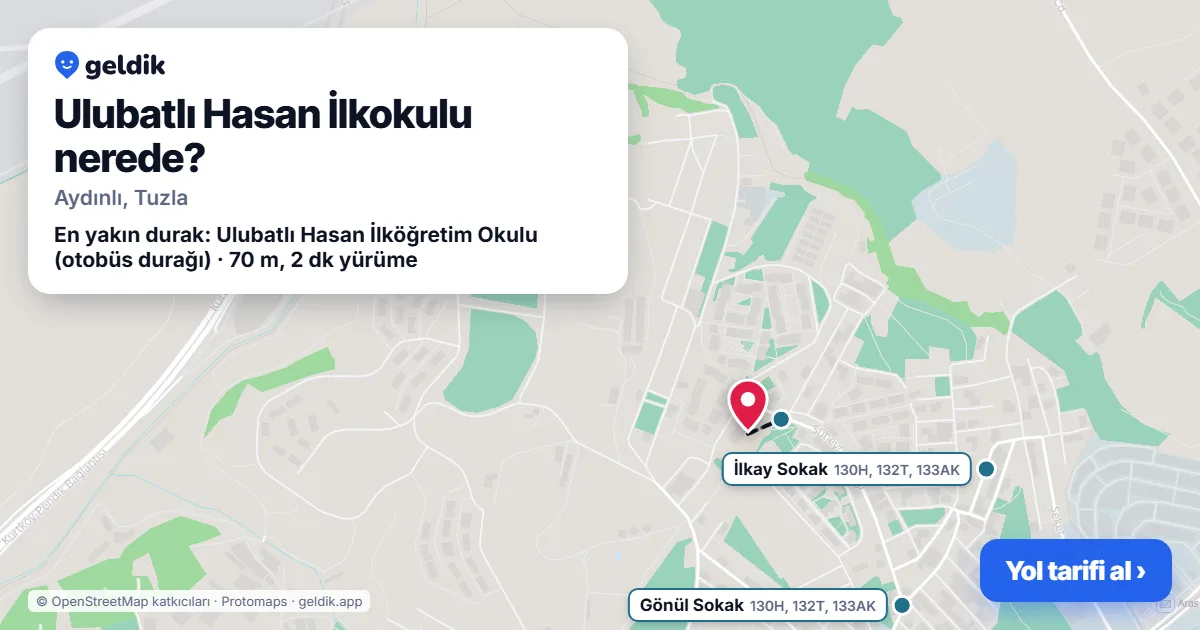 Where is Ulubatlı Hasan İlkokulu: map with its location and the nearest stops, with walking times