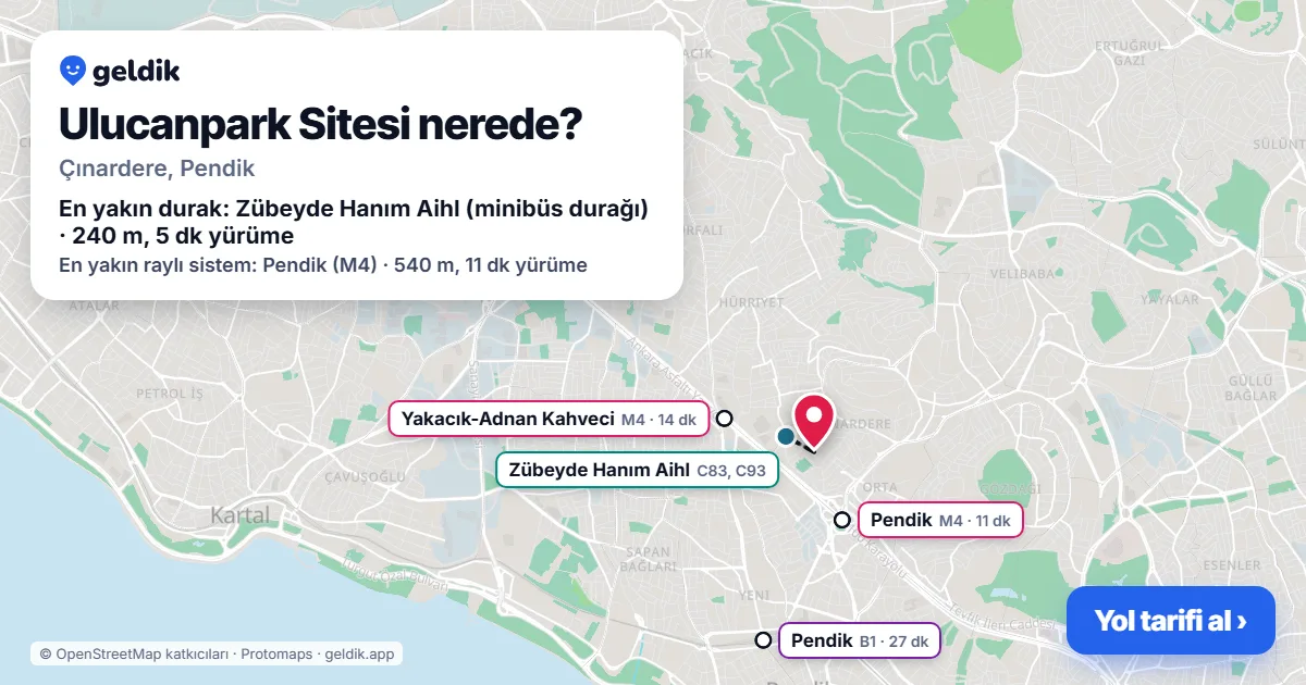 Ulucanpark Sitesi nerede: haritada konumu ve en yakın duraklar, yürüme süreleriyle