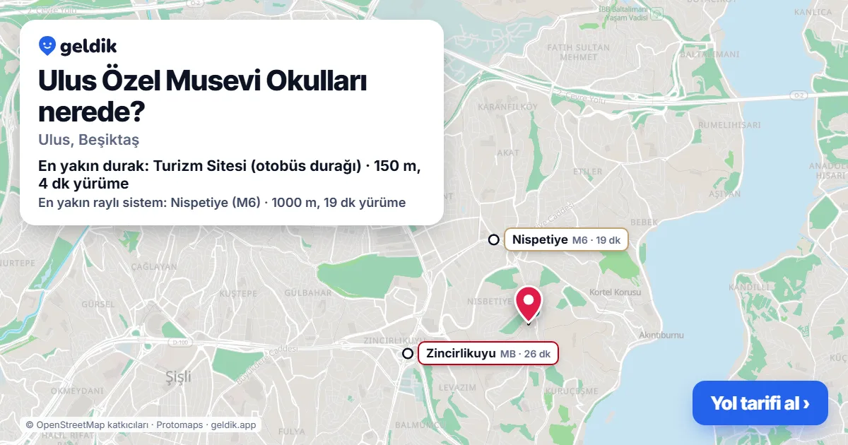 Ulus Özel Musevi Okulları nerede: haritada konumu ve en yakın duraklar, yürüme süreleriyle