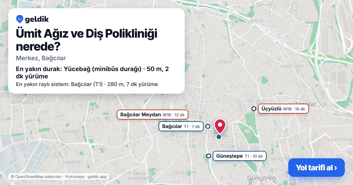 Where is Ümit Ağız ve Diş Polikliniği: map with its location and the nearest stops, with walking times