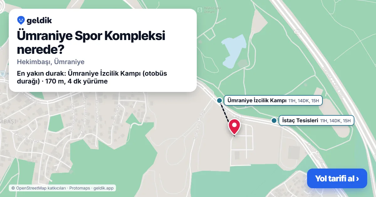 Ümraniye Spor Kompleksi nerede: haritada konumu ve en yakın duraklar, yürüme süreleriyle