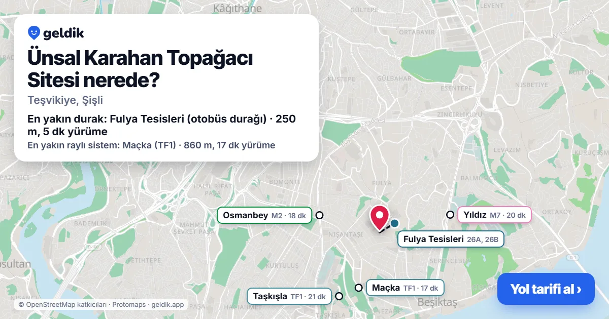 Where is Ünsal Karahan Topağacı Sitesi: map with its location and the nearest stops, with walking times