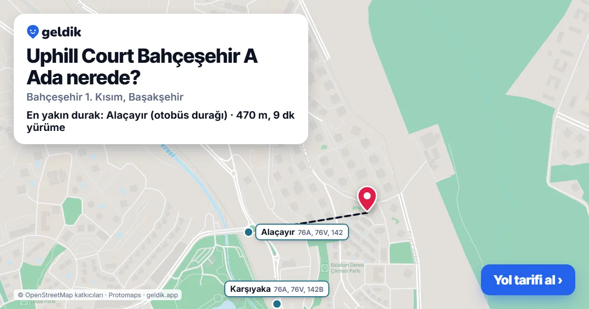 Uphill Court Bahçeşehir A Ada nerede: haritada konumu ve en yakın duraklar, yürüme süreleriyle