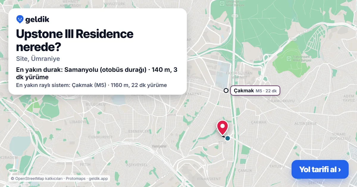 Upstone III Residence nerede: haritada konumu ve en yakın duraklar, yürüme süreleriyle