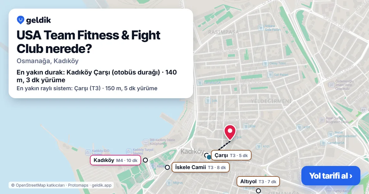 USA Team Fitness & Fight Club nerede: haritada konumu ve en yakın duraklar, yürüme süreleriyle