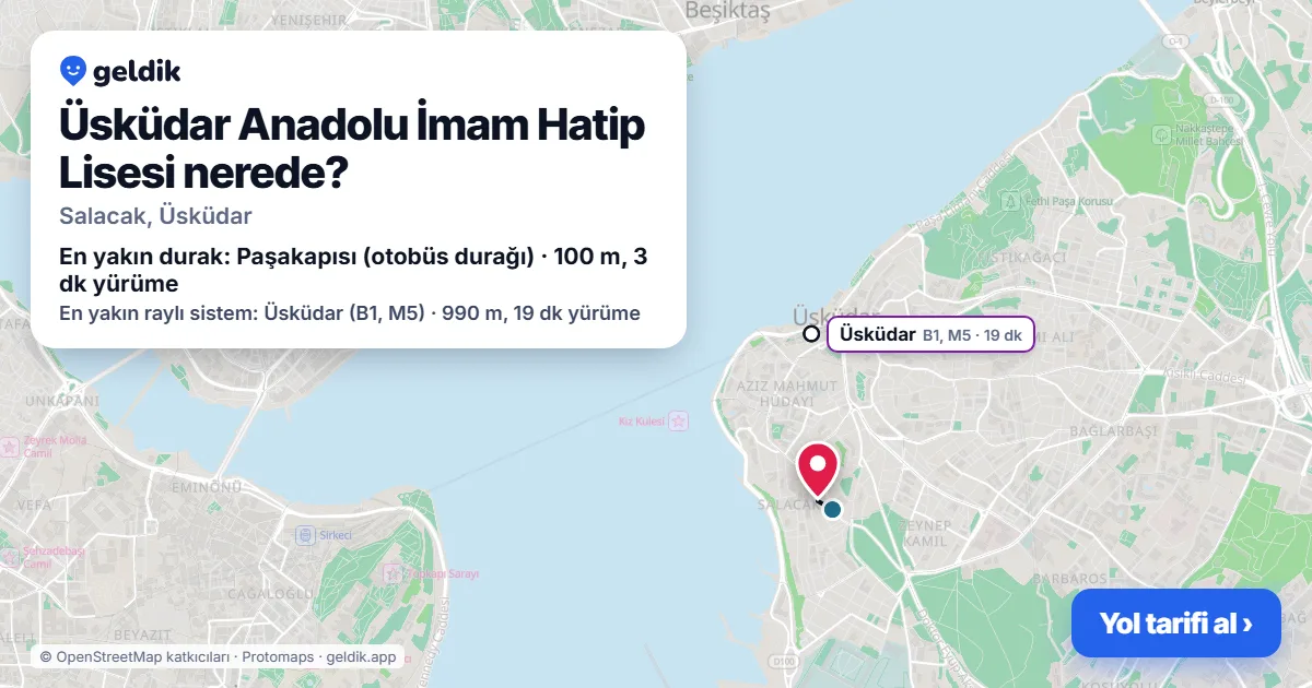Where is Üsküdar Anadolu İmam Hatip Lisesi: map with its location and the nearest stops, with walking times