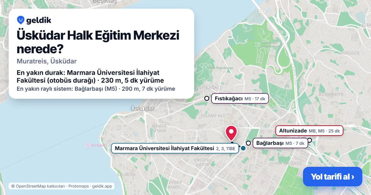 Where is Üsküdar Halk Eğitim Merkezi: map with its location and the nearest stops, with walking times