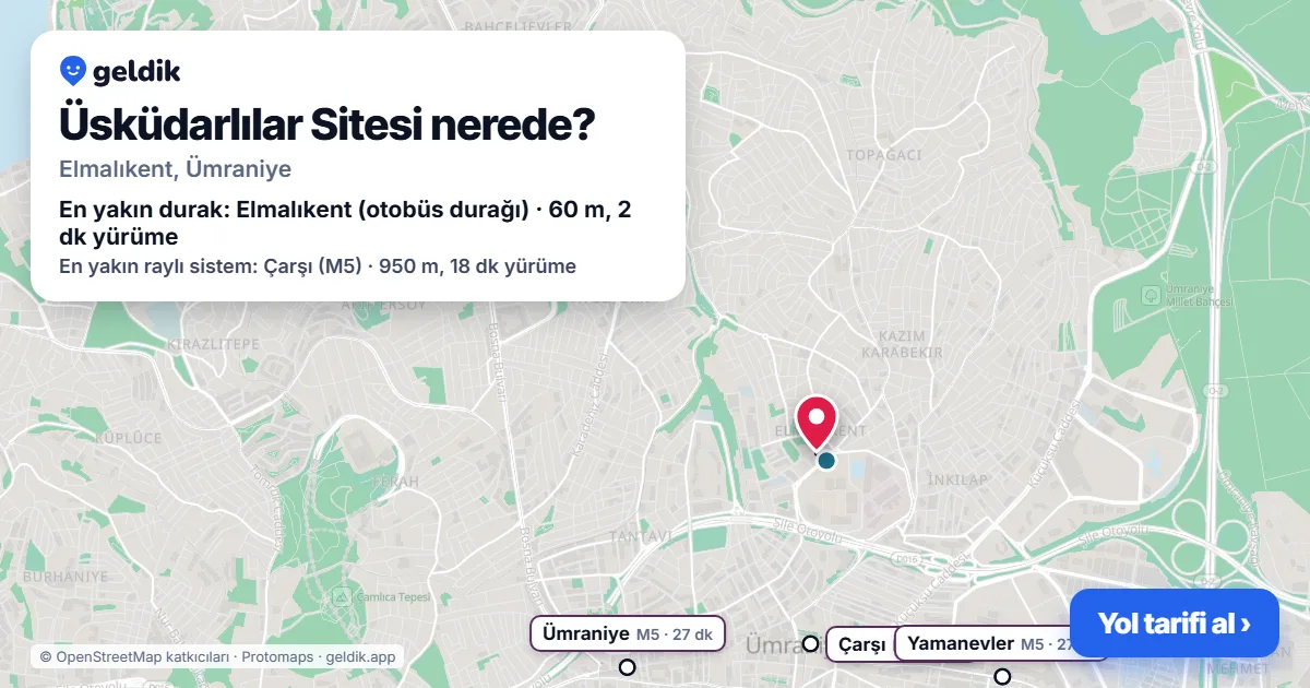 Üsküdarlılar Sitesi nerede: haritada konumu ve en yakın duraklar, yürüme süreleriyle