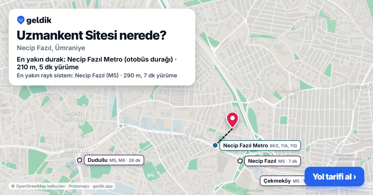 Where is Uzmankent Sitesi: map with its location and the nearest stops, with walking times