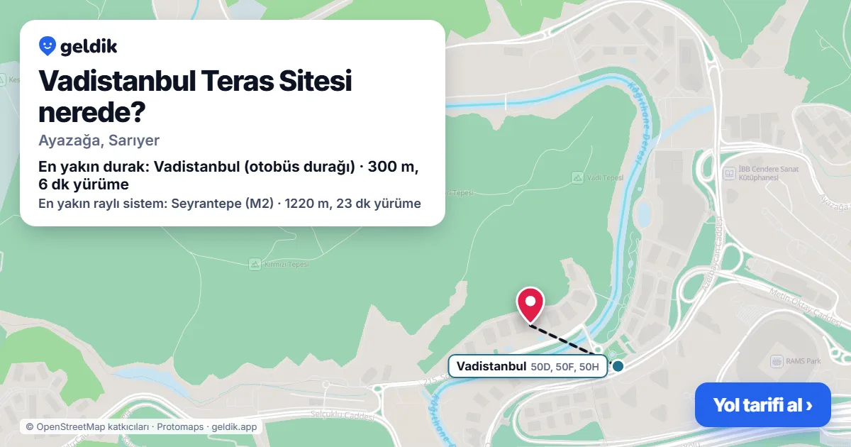 Vadistanbul Teras Sitesi nerede: haritada konumu ve en yakın duraklar, yürüme süreleriyle