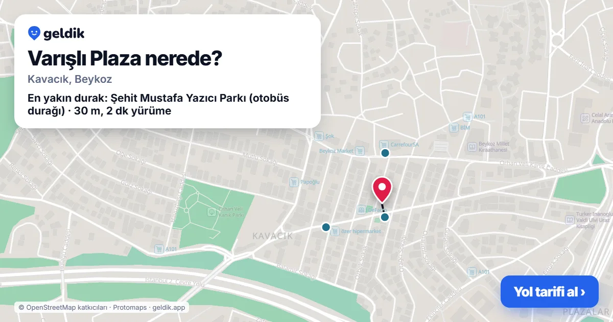 Varışlı Plaza nerede: haritada konumu ve en yakın duraklar, yürüme süreleriyle