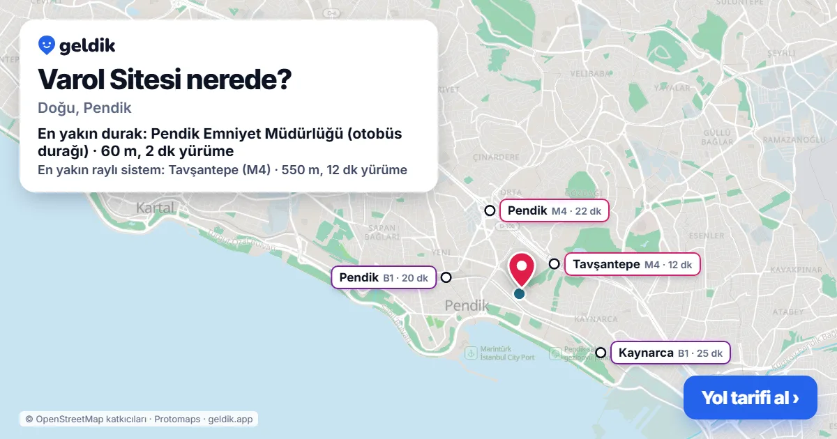 Where is Varol Sitesi: map with its location and the nearest stops, with walking times