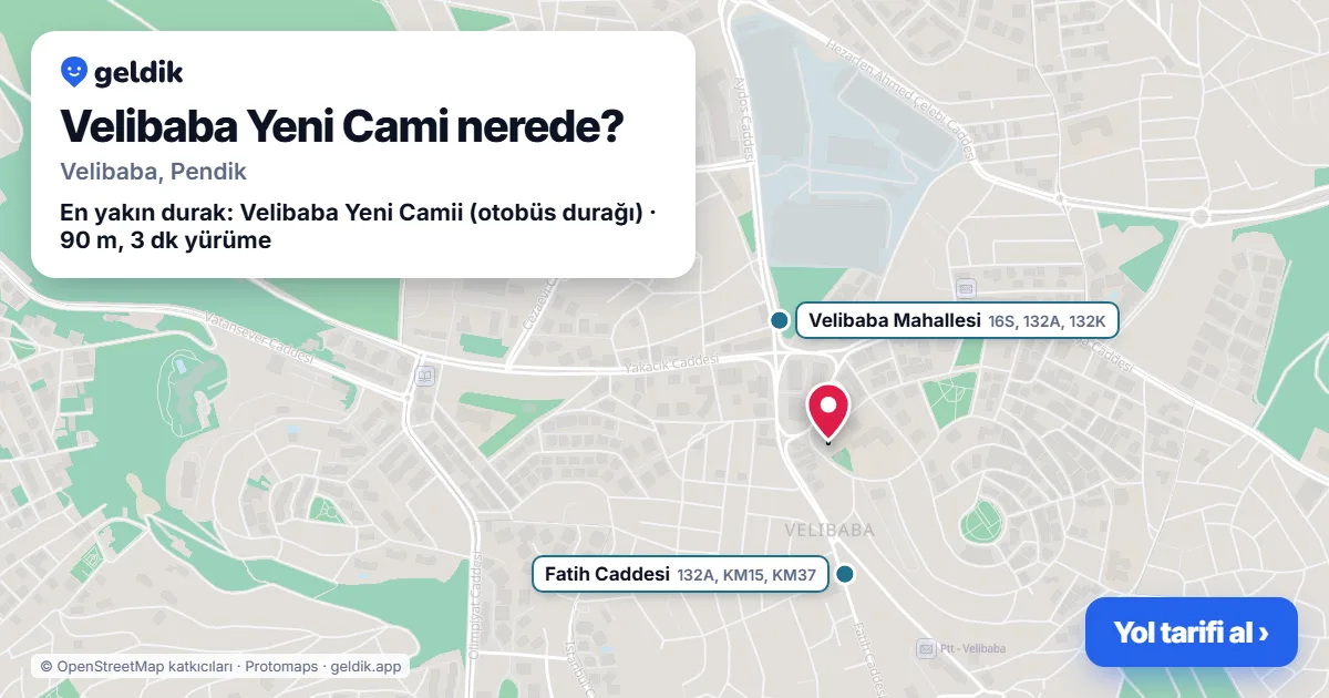 Where is Velibaba Yeni Cami: map with its location and the nearest stops, with walking times