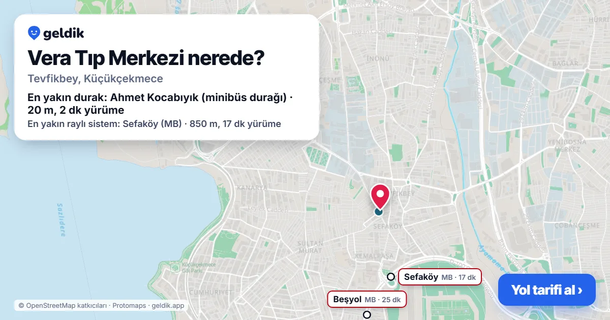 Vera Tıp Merkezi nerede: haritada konumu ve en yakın duraklar, yürüme süreleriyle