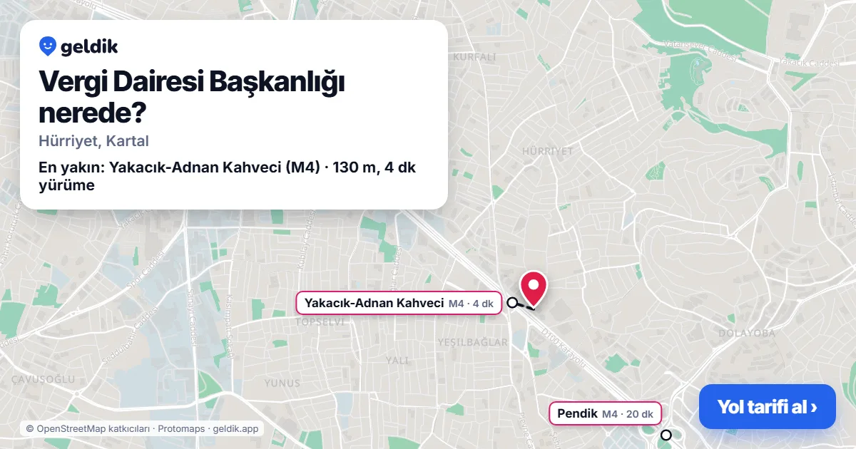 Vergi Dairesi Başkanlığı nerede: haritada konumu ve en yakın duraklar, yürüme süreleriyle