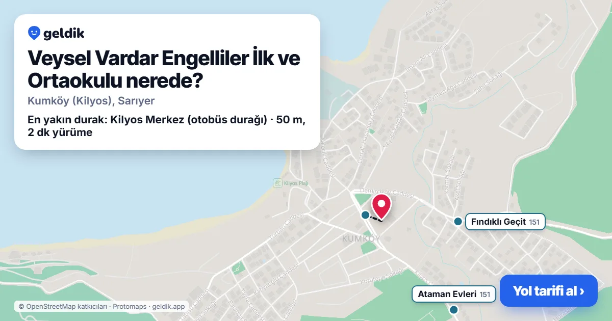 Veysel Vardar Engelliler İlk ve Ortaokulu nerede: haritada konumu ve en yakın duraklar, yürüme süreleriyle