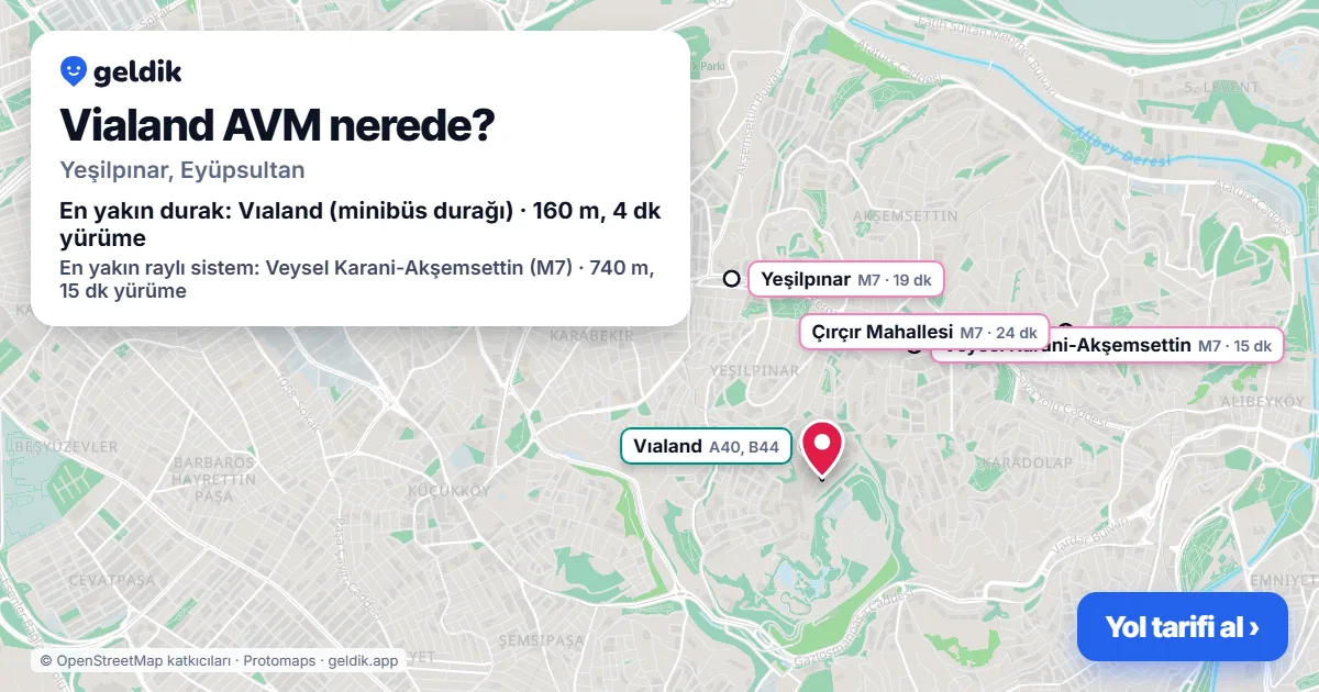 Where is Vialand Shopping Mall: map with its location and the nearest stops, with walking times