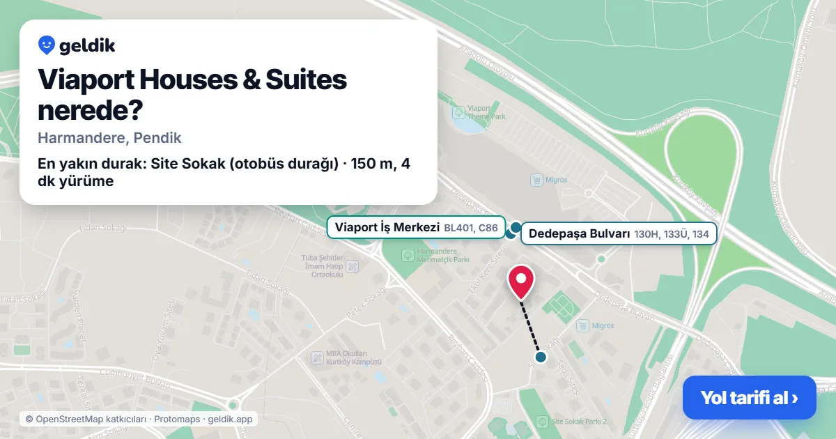 Viaport Houses & Suites nerede: haritada konumu ve en yakın duraklar, yürüme süreleriyle