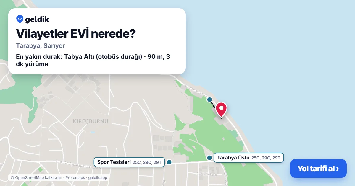 Where is Vilayetler EVİ: map with its location and the nearest stops, with walking times