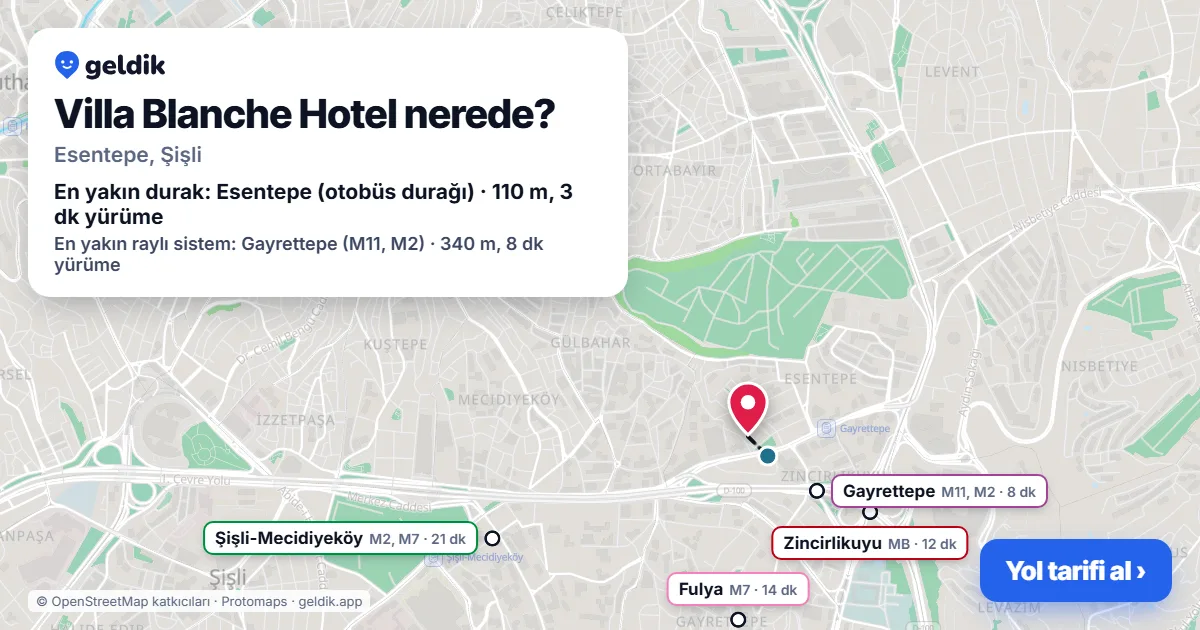 Villa Blanche Hotel nerede: haritada konumu ve en yakın duraklar, yürüme süreleriyle