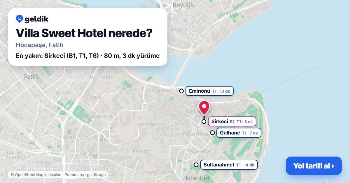 Villa Sweet Hotel nerede: haritada konumu ve en yakın duraklar, yürüme süreleriyle