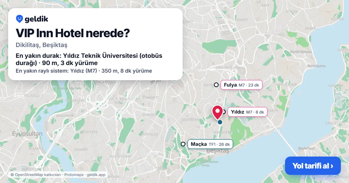VIP Inn Hotel nerede: haritada konumu ve en yakın duraklar, yürüme süreleriyle