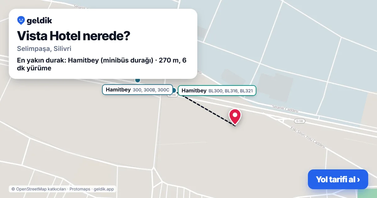 Where is Vista Hotel: map with its location and the nearest stops, with walking times