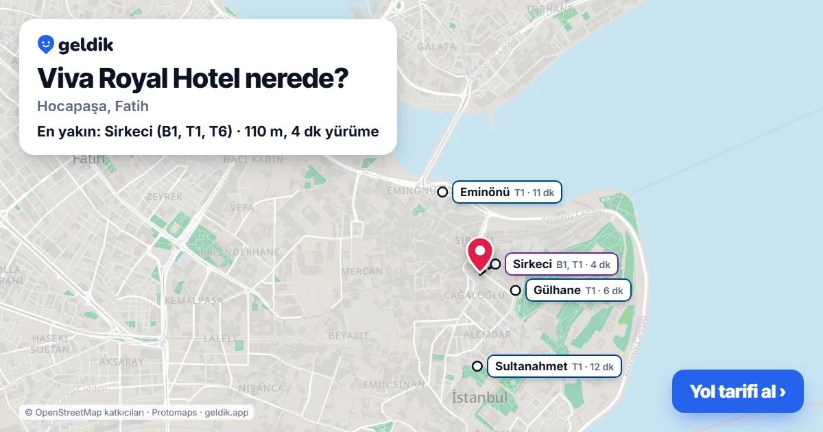 Viva Royal Hotel nerede: haritada konumu ve en yakın duraklar, yürüme süreleriyle