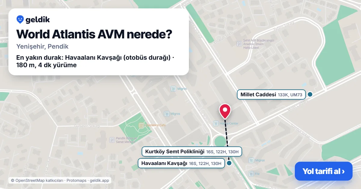 Where is World Atlantis AVM: map with its location and the nearest stops, with walking times